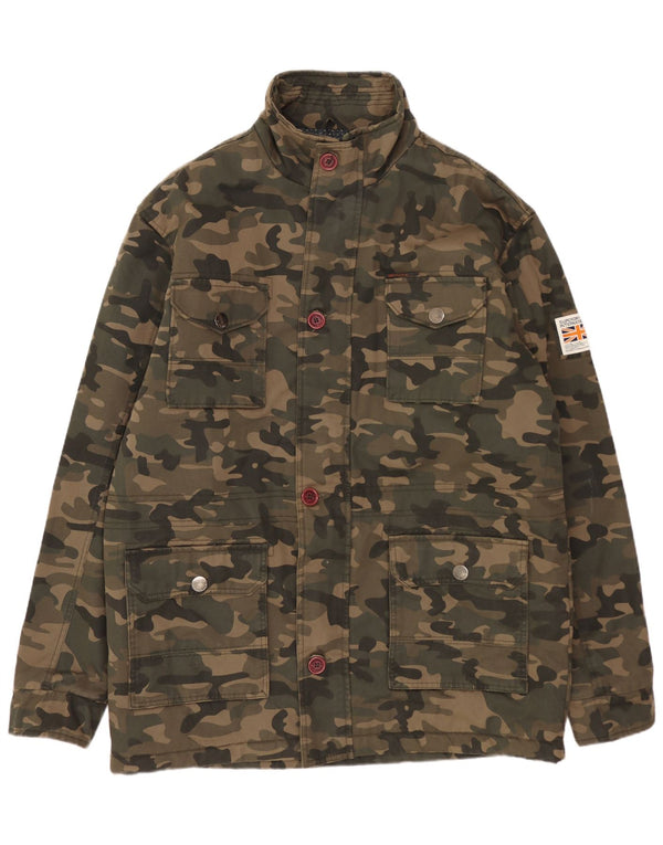 SUPERDRY Chaqueta utilitaria para hombre UK 44 2XL Caqui Camuflaje Nylon