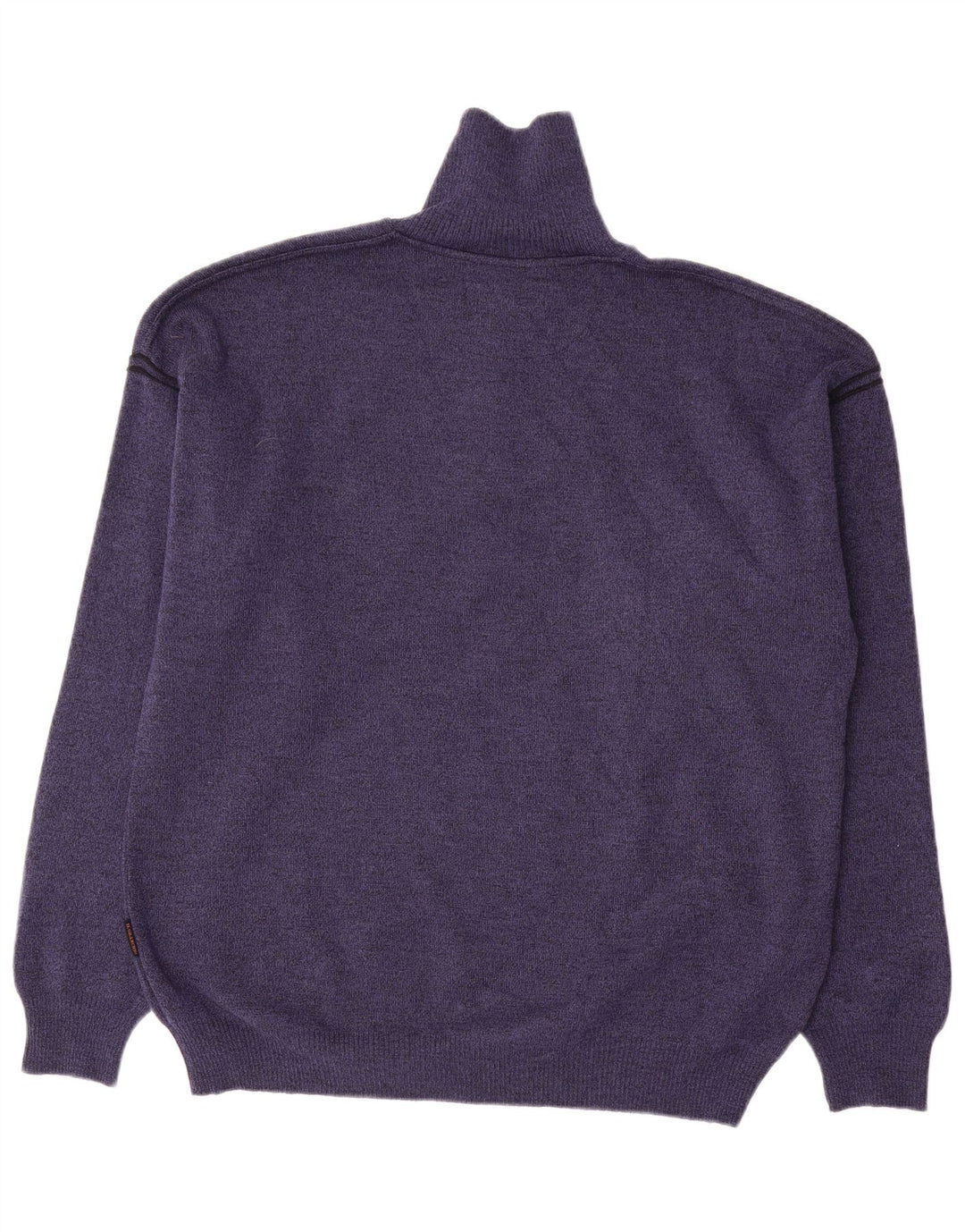 Il Granchio Jersey De Cuello Con Cremallera Para Hombre De Lana Azul Marino Medio