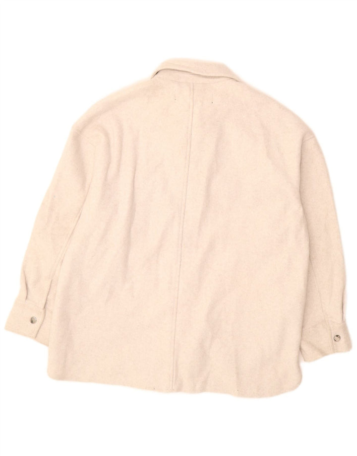 Zara Mujer Sobrecamisa Camisa Extragrande UK 10 Small Off White Poliéster
