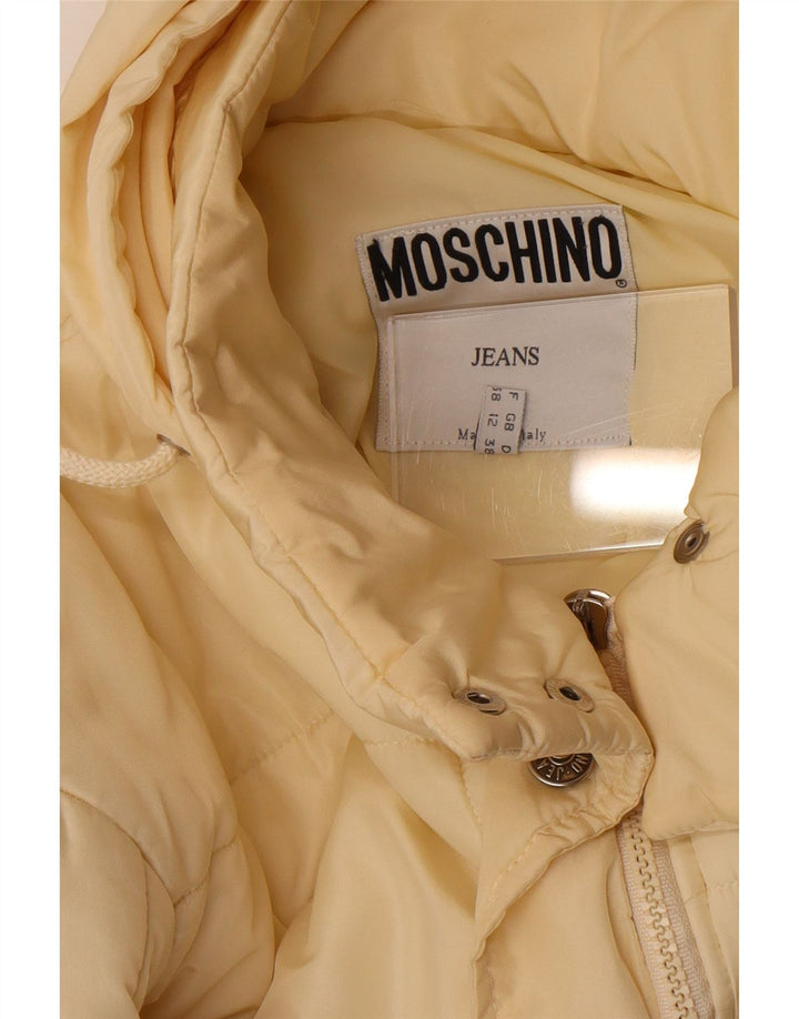 Moschino Abrigo acolchado con capucha para mujer UK 12 Medio Off White Poliéster