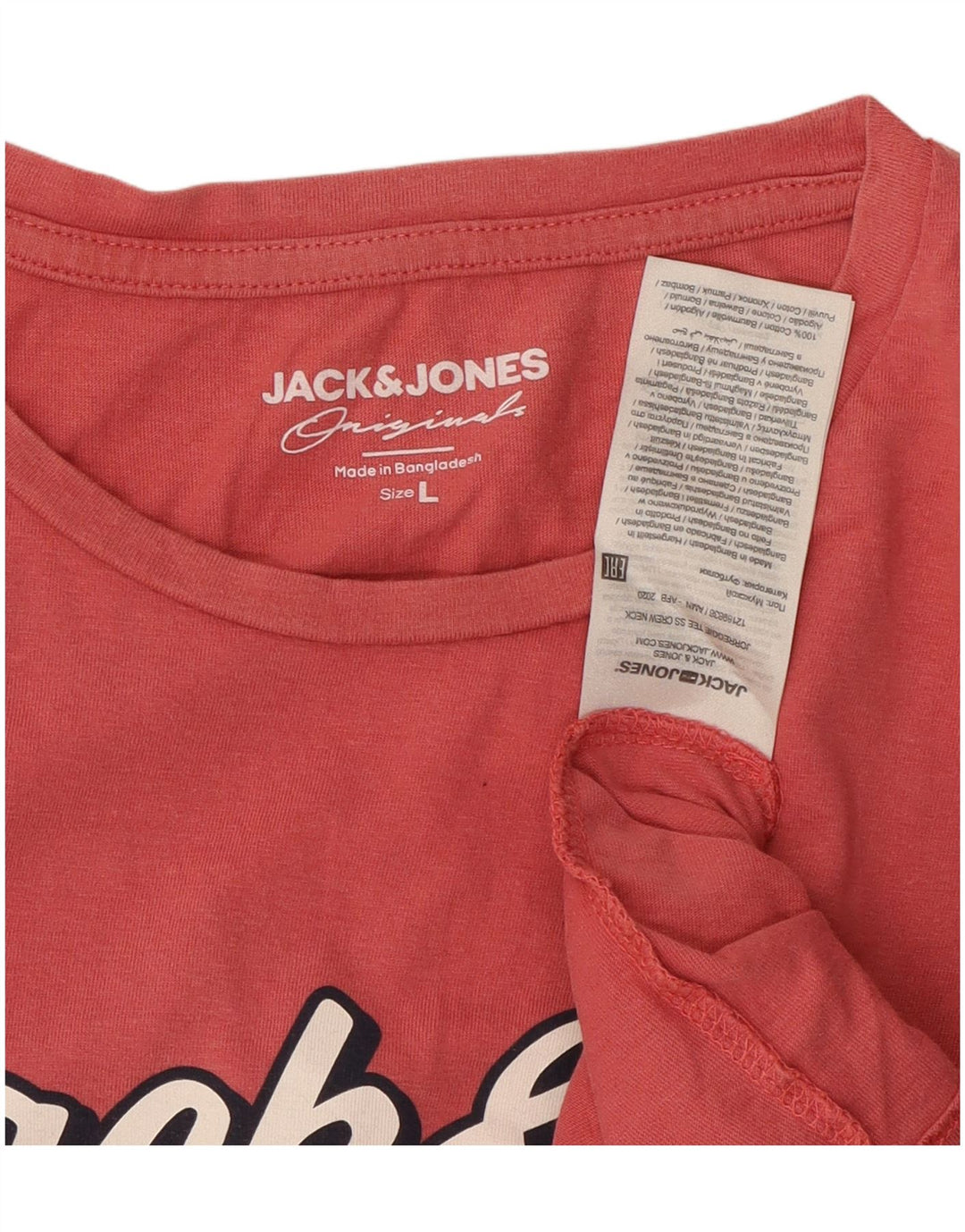 Jack & Jones - Camiseta gráfica para hombre, talla grande, algodón rosa
