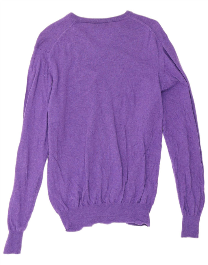Fred Perry Jersey con cuello en V para hombre, talla grande, color morado