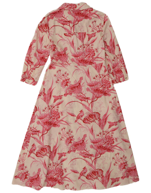 Zara Womens 3/4 Sleeve Shirt Dress UK 12 Medium White Floral