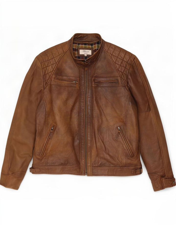 Ashwood Chaqueta de cuero para hombre UK 48 4XL Marrón