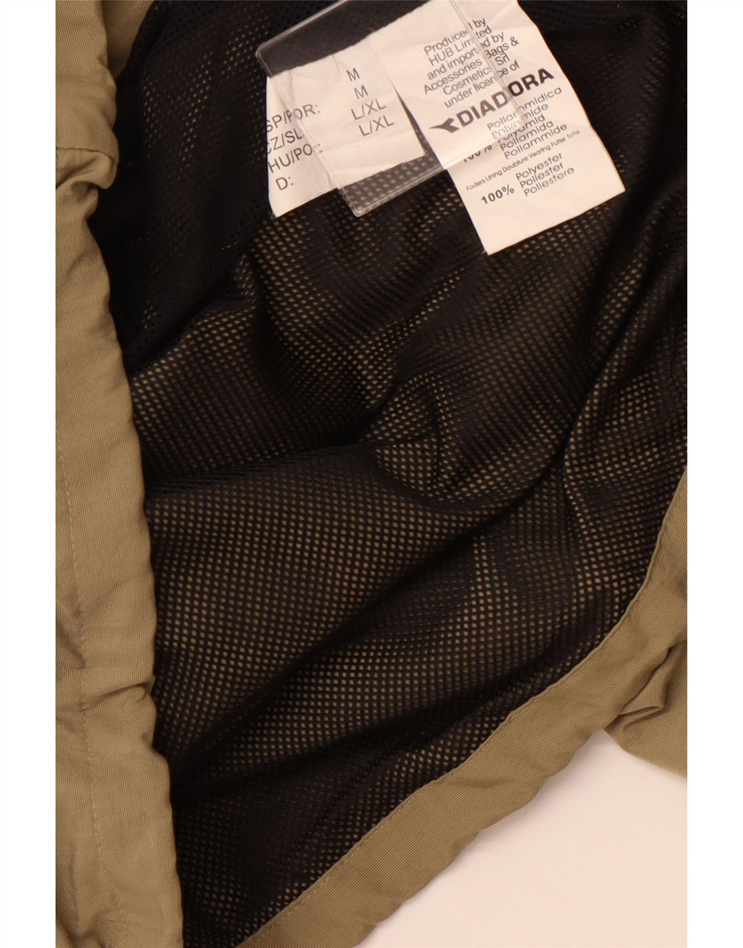 DIADORA Chaqueta impermeable con capucha para hombre UK 40 Large Beige Poliamida