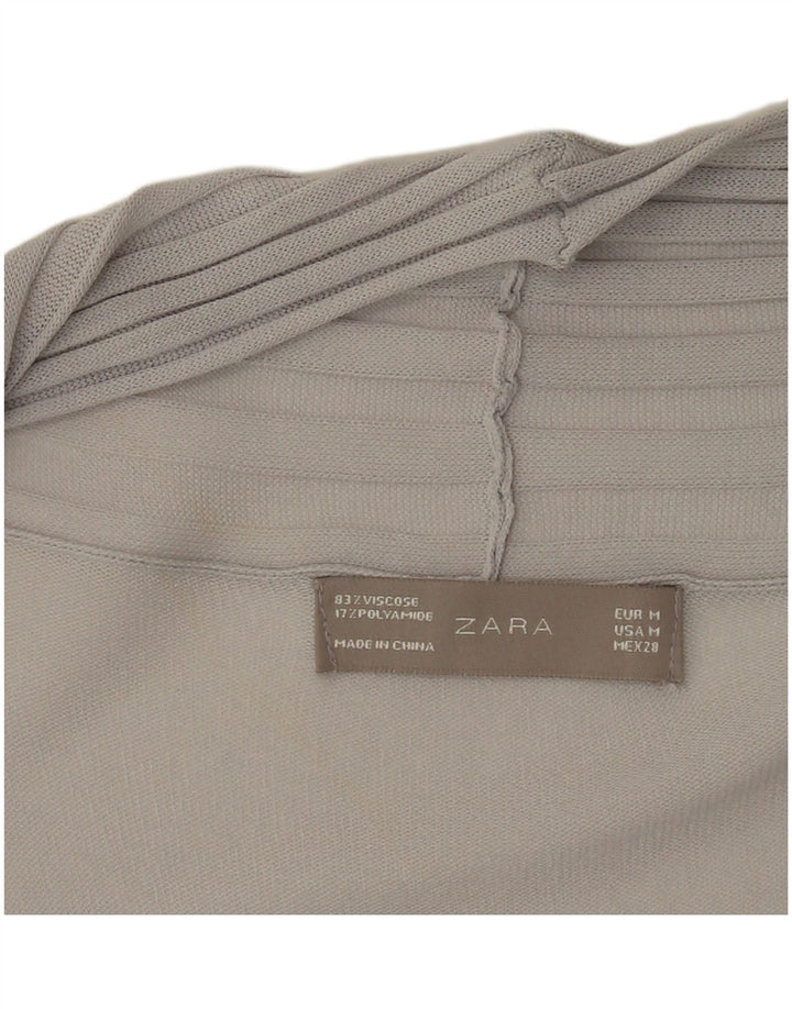 Zara Mujer Longline See Through Cardigan Top UK 42 Viscosa Gris Medio