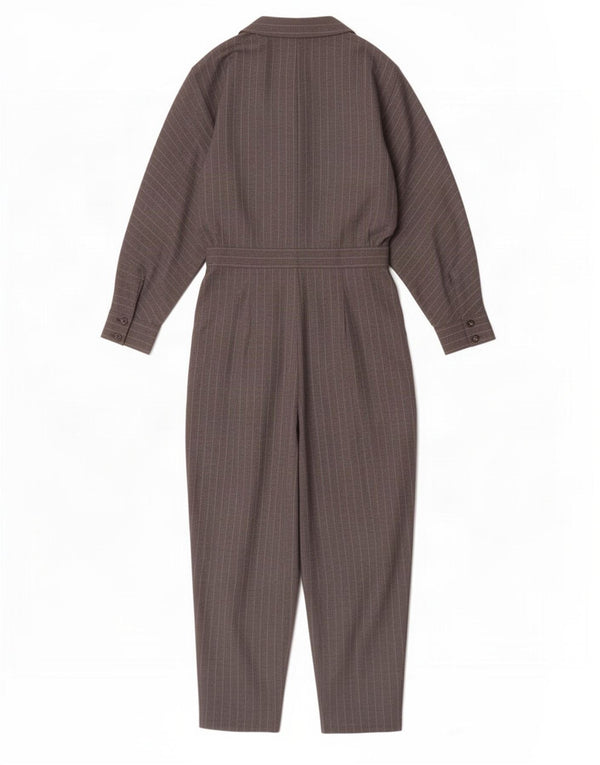 Zara Mujer Mono Manga Larga UK 6 XS Gris Pinstripe