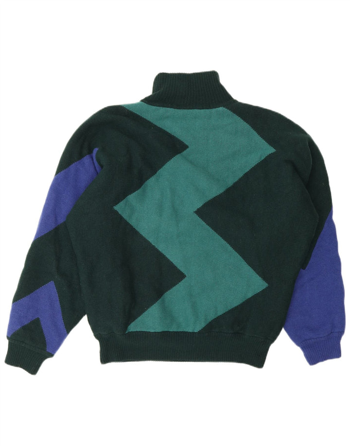 Gianni Versace Jersey con cuello alto y diseño colour block en verde medio