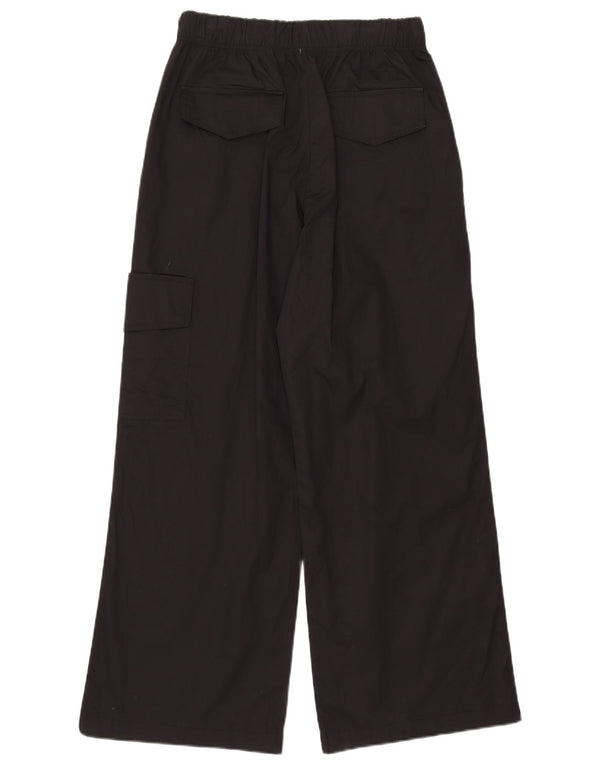 Zara Mujer Pantalones Cargo De Pierna Ancha Pequeño W26 L29 Algodón Negro