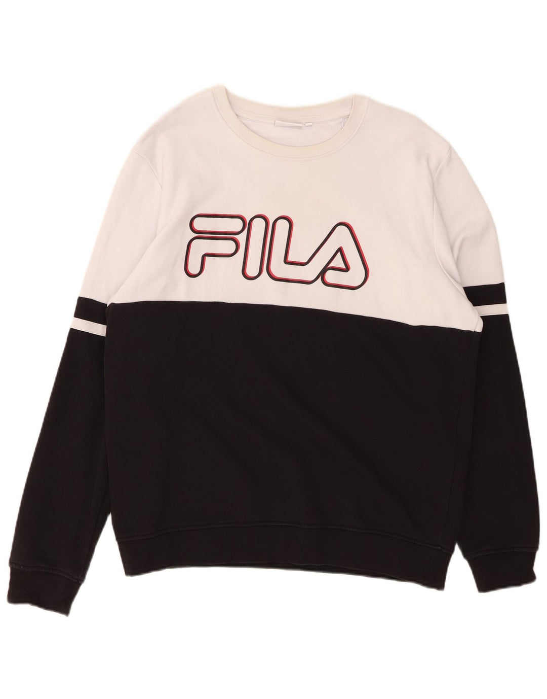 FILA Hombre Sudadera Gráfica Jersey Grande Negro Colorblock Algodón