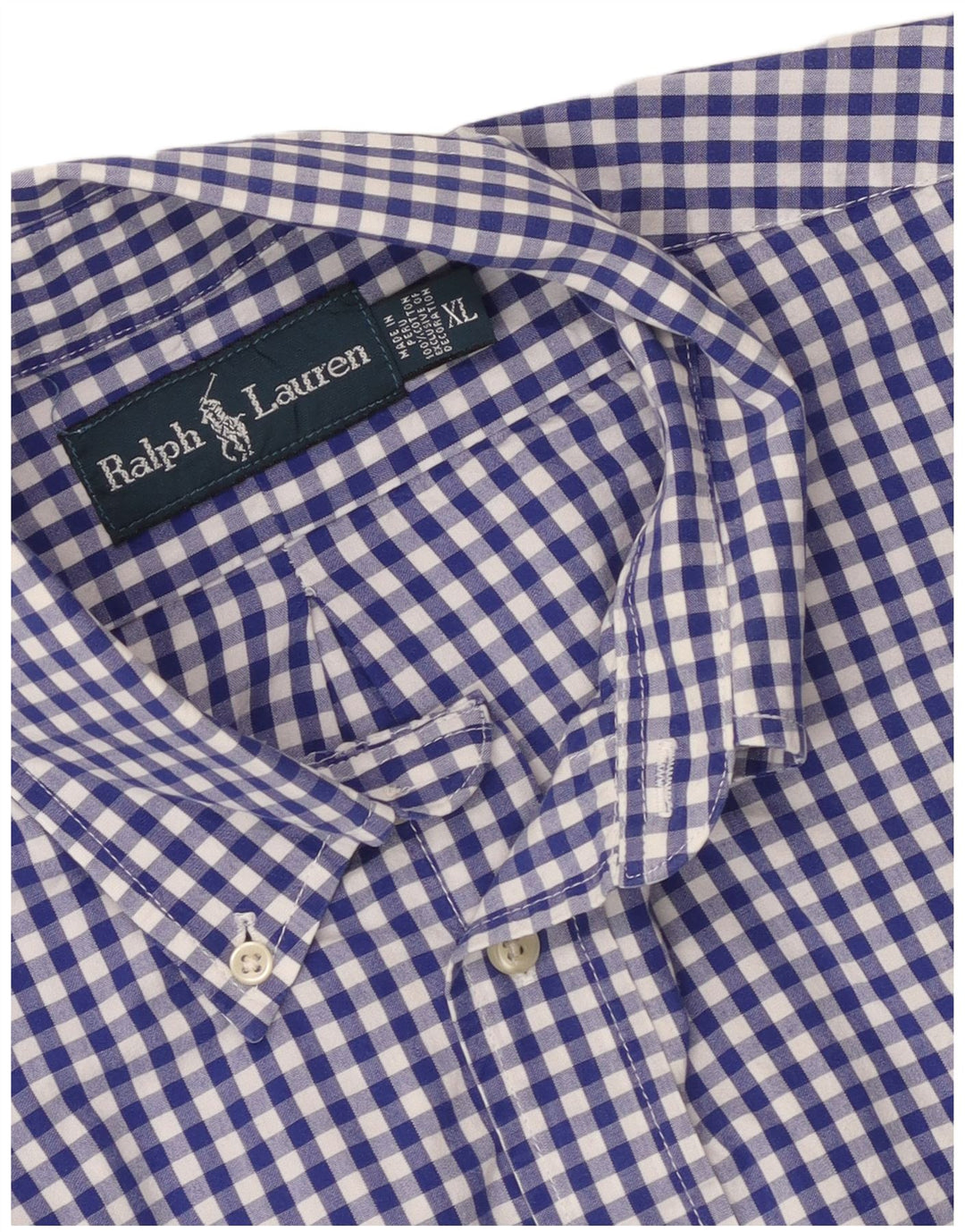Ralph Lauren Camisa para hombre XL Algodón a cuadros azul