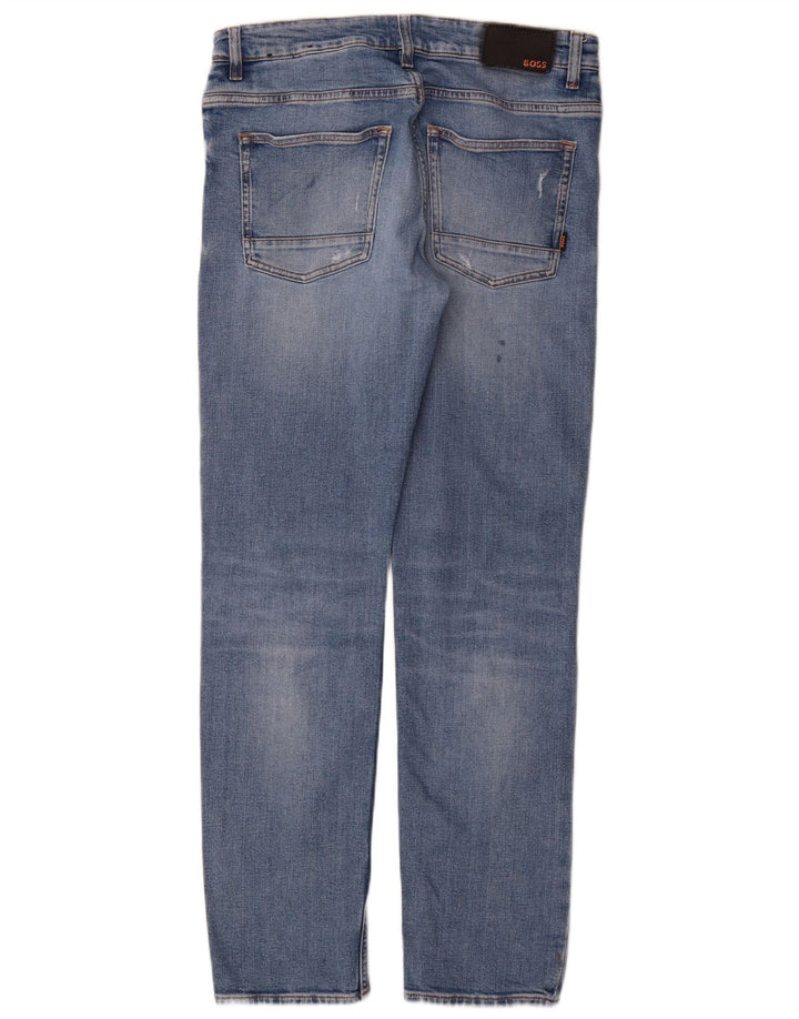 Hugo Boss Hombre Vaqueros Slim Desgastados W32 L32 Algodón Azul