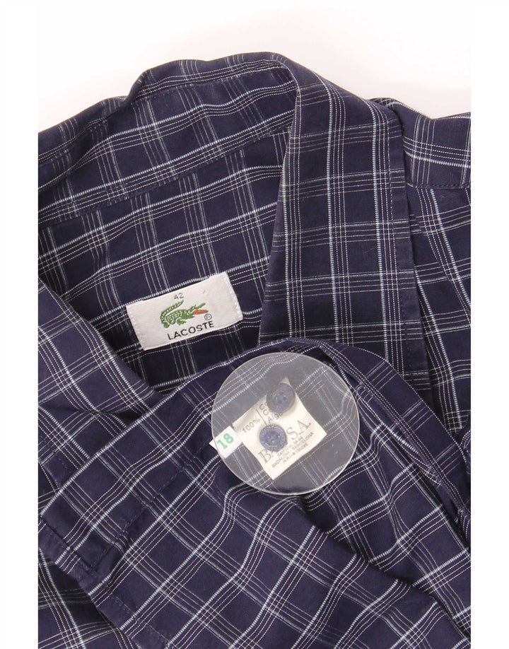 Camisa Lacoste Hombre Talla 42 Grande Azul Marino Cuadros Algodón