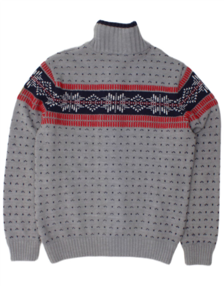 CMP Suéter tipo cárdigan con cremallera completa para hombre IT 50 Acrílico Fair Isle gris medio