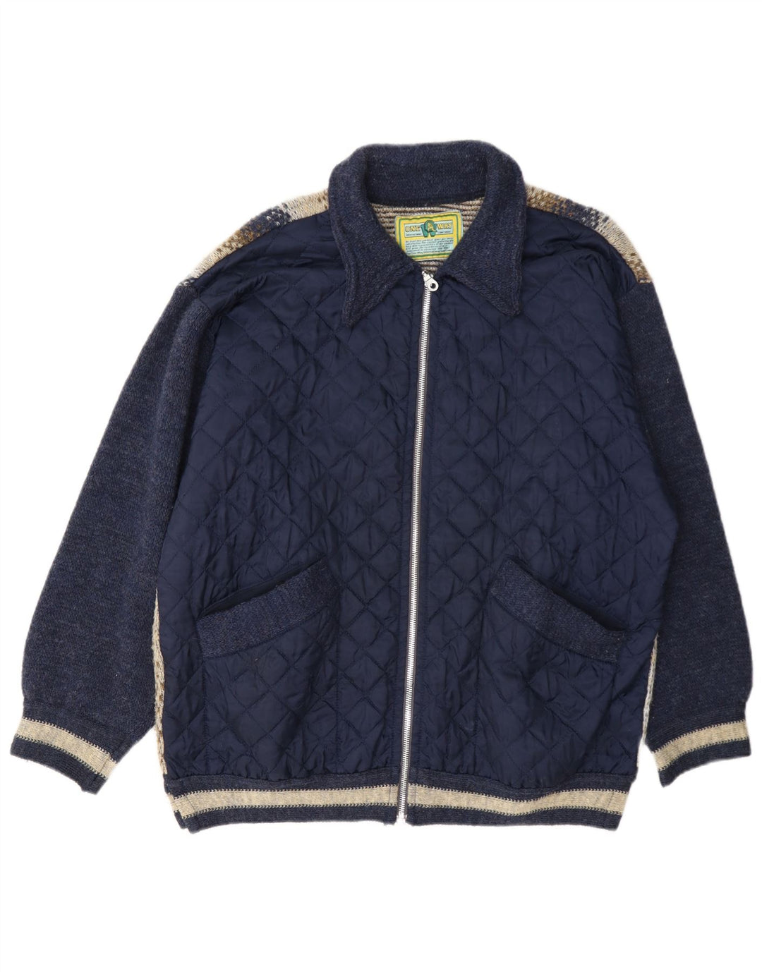 ONE WAY Chaqueta acolchada para hombre UK 40 Large Lana azul marino