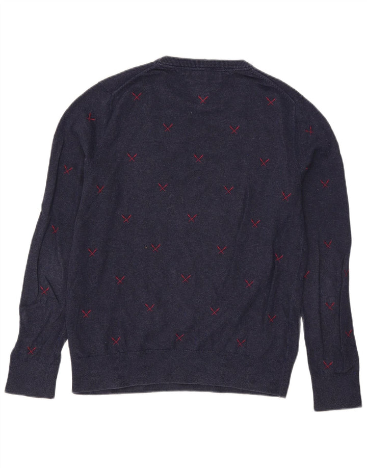Tommy Hilfiger Suéter de cuello redondo para hombre pequeño Poliéster azul marino