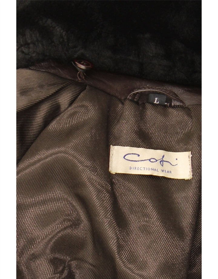 COFI Womens Leather Coat UK 16 Large Brown Leather Vintage Cofi and Second-Hand Cofi from Messina Hembry 
