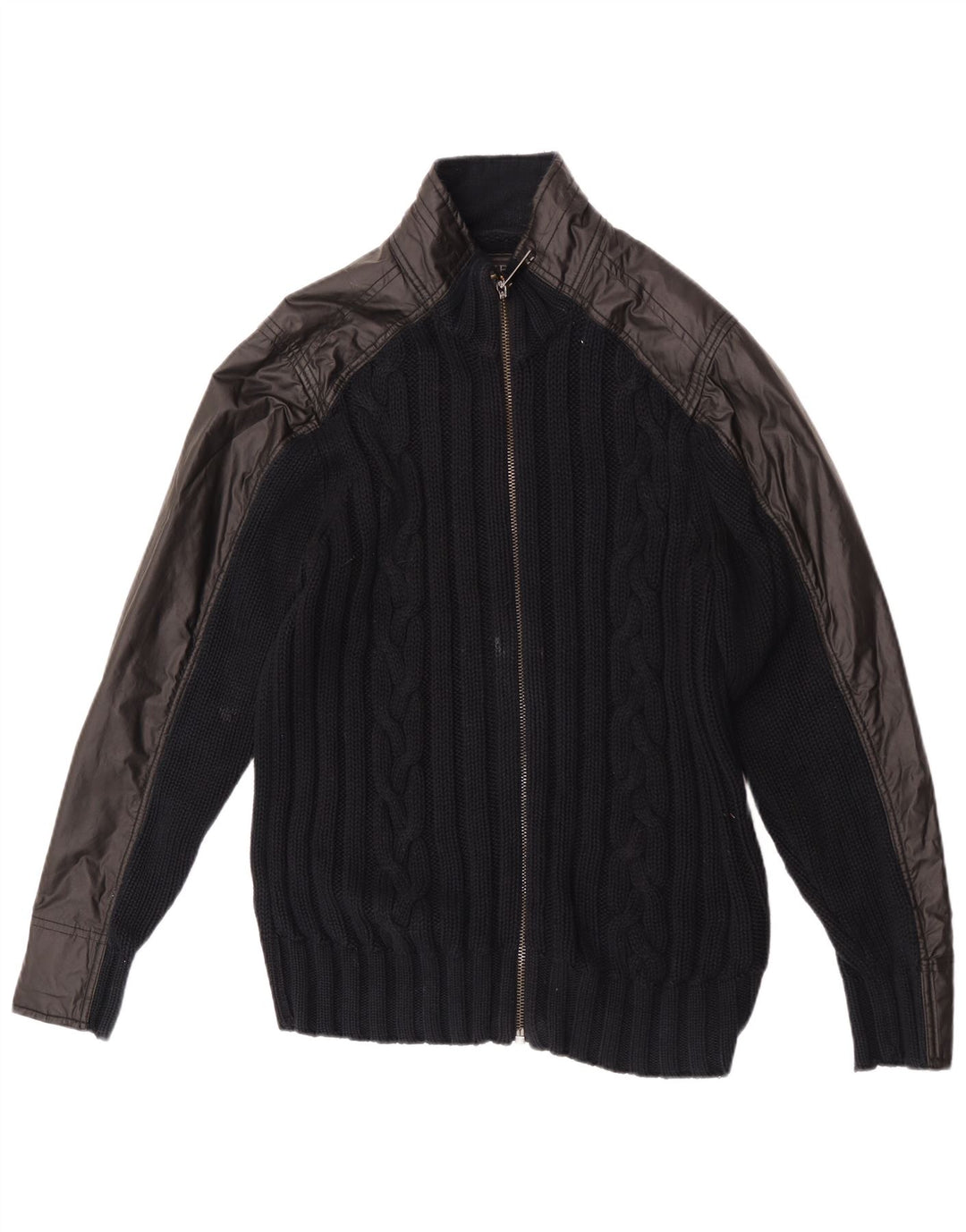Guess Cárdigan para hombre, suéter grande de algodón negro
