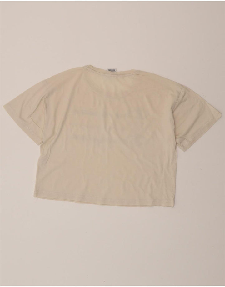 CHAMPION Camiseta corta extragrande con gráfico para mujer UK 10 Small Off White