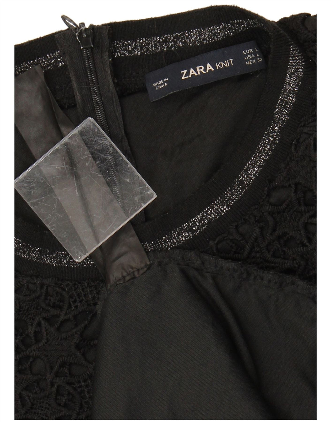 ZARA Womens Lace A-Line Dress UK 14 Large Black Polyester