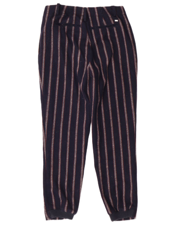 Tommy Hilfiger Womens Crop Casual Trousers W26 L25 Navy Blue Striped Wool