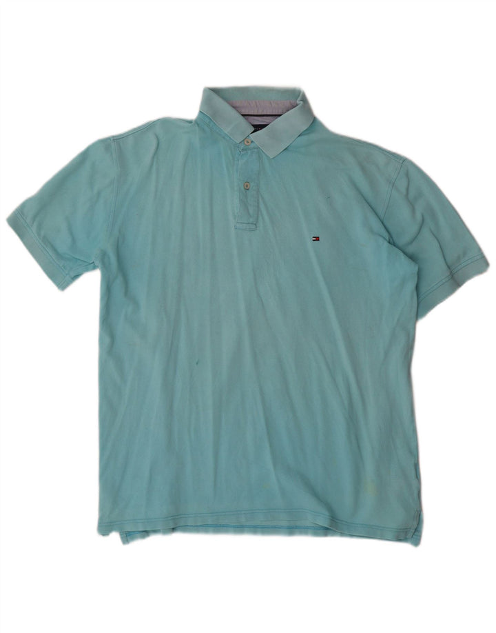 TOMMY HILFIGER Mens Polo Shirt Large Blue Cotton