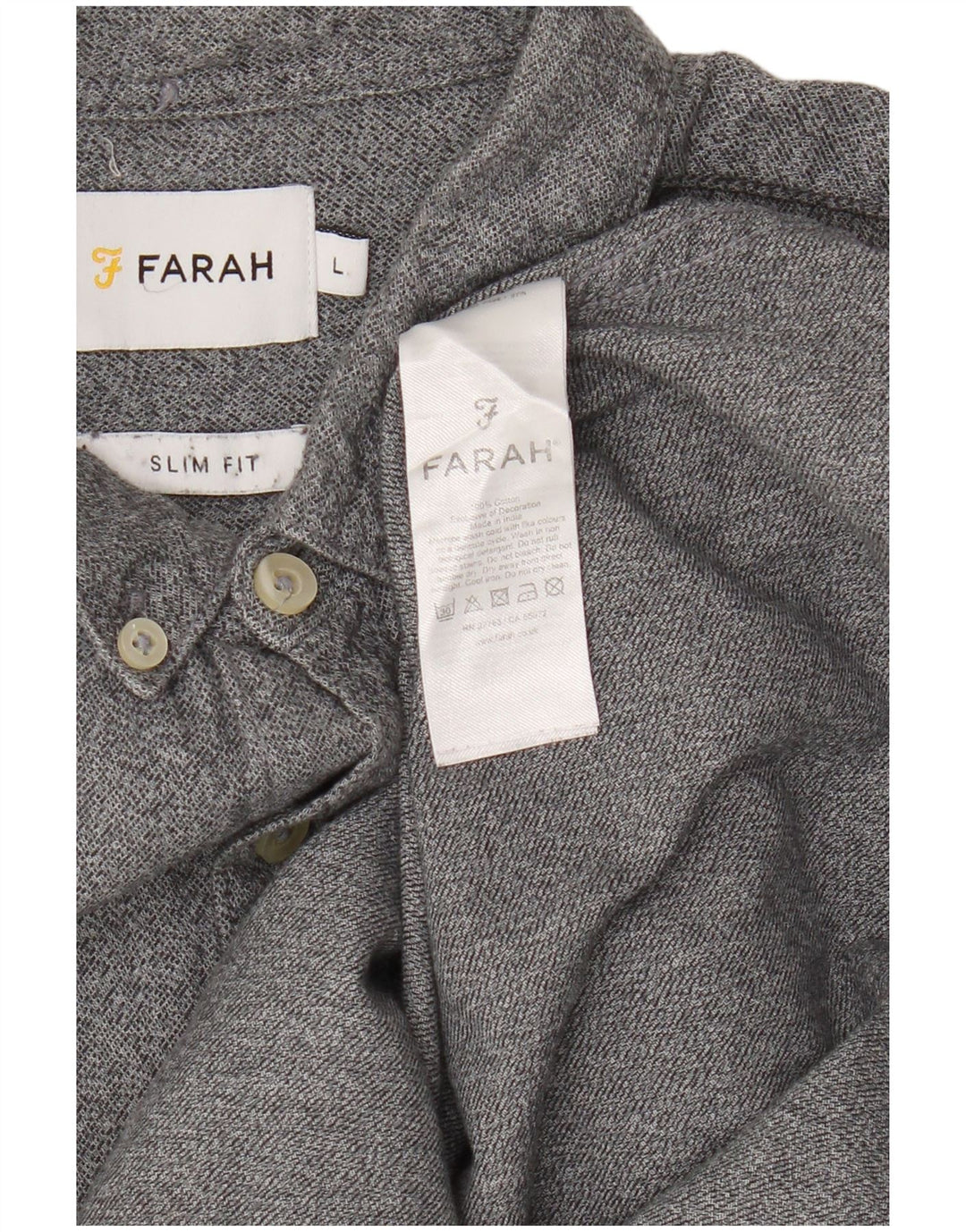 Farah Camisa Slim Fit Para Hombre De Algodón Gris Grande