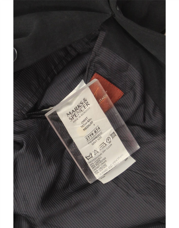 Marks & Spencer Chaqueta tipo blazer de 3 botones para hombre UK 42 XL Azul marino Lyocell