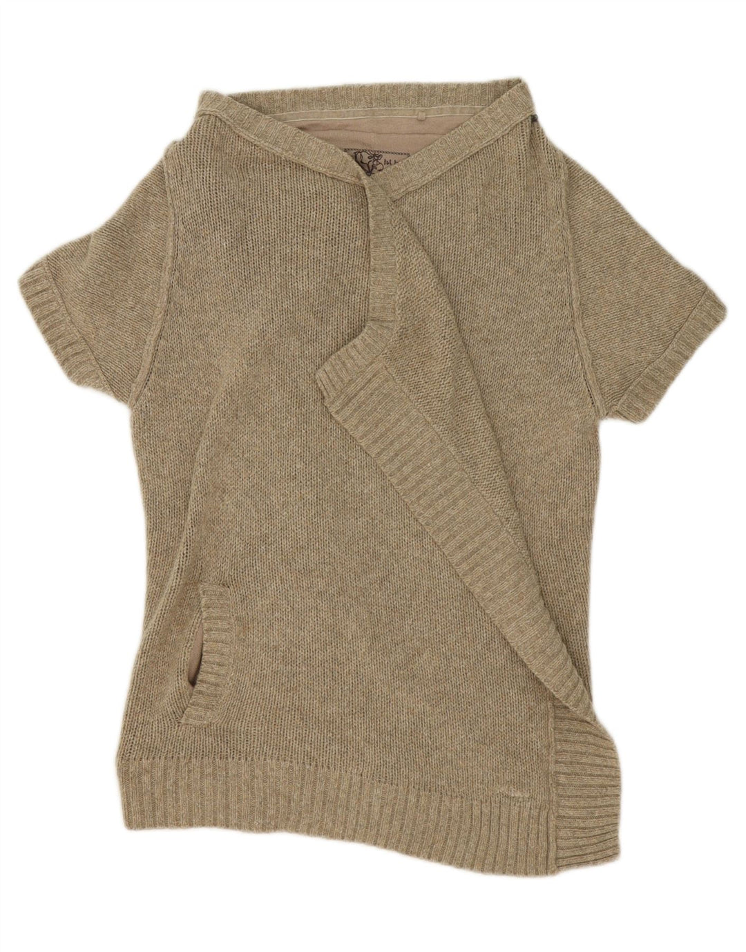 FAT FACE Womens Short Sleeve Cardigan Sweater UK 14 Medium Green Cotton Vintage Fat Face and Second-Hand Fat Face from Messina Hembry 