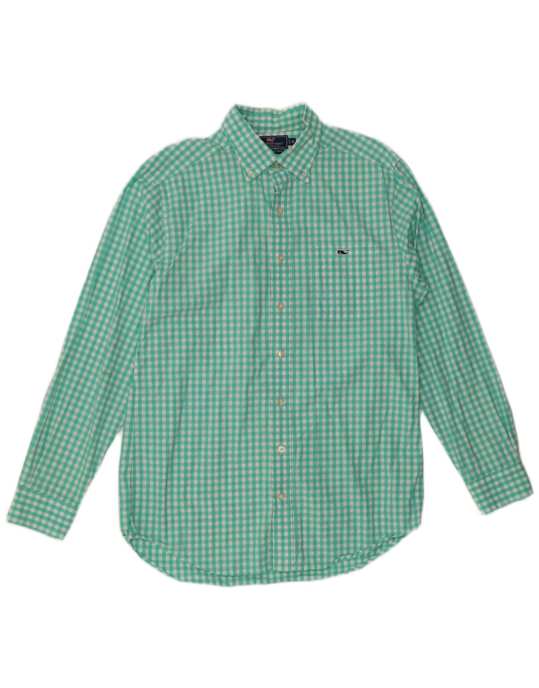 VINEYARD VINES Camisa ajustada para hombre de algodón a cuadros color turquesa medio