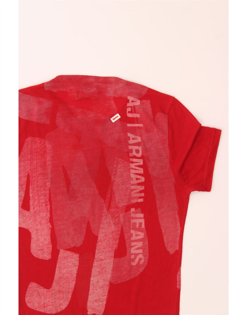 ARMANI Womens Graphic T-Shirt Dress UK 10 Small Red Cotton Vintage Armani and Second-Hand Armani from Messina Hembry 