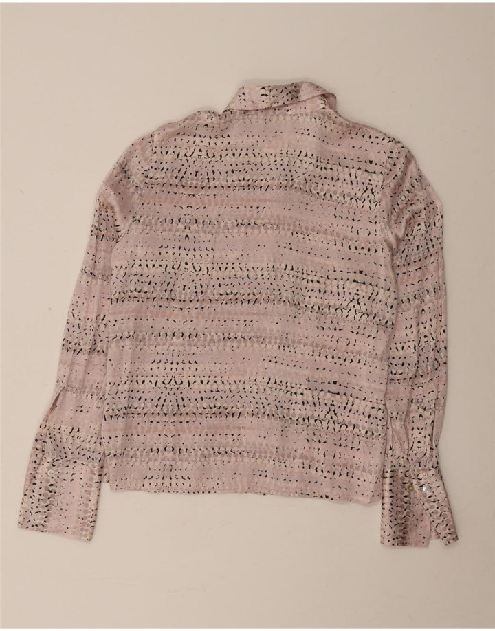 Marks & Spencer Blusa camisera para mujer UK 42 Seda manchada rosa mediana