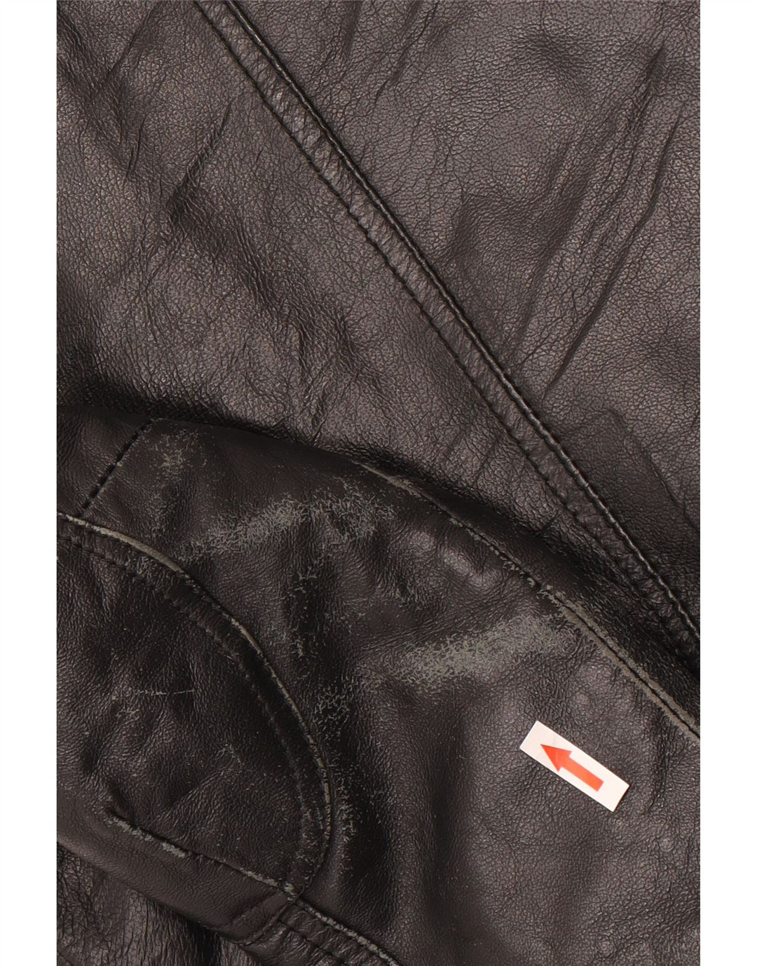 Vintage mujer crop cuero biker chaqueta Reino Unido 10 pequeño cuero negro