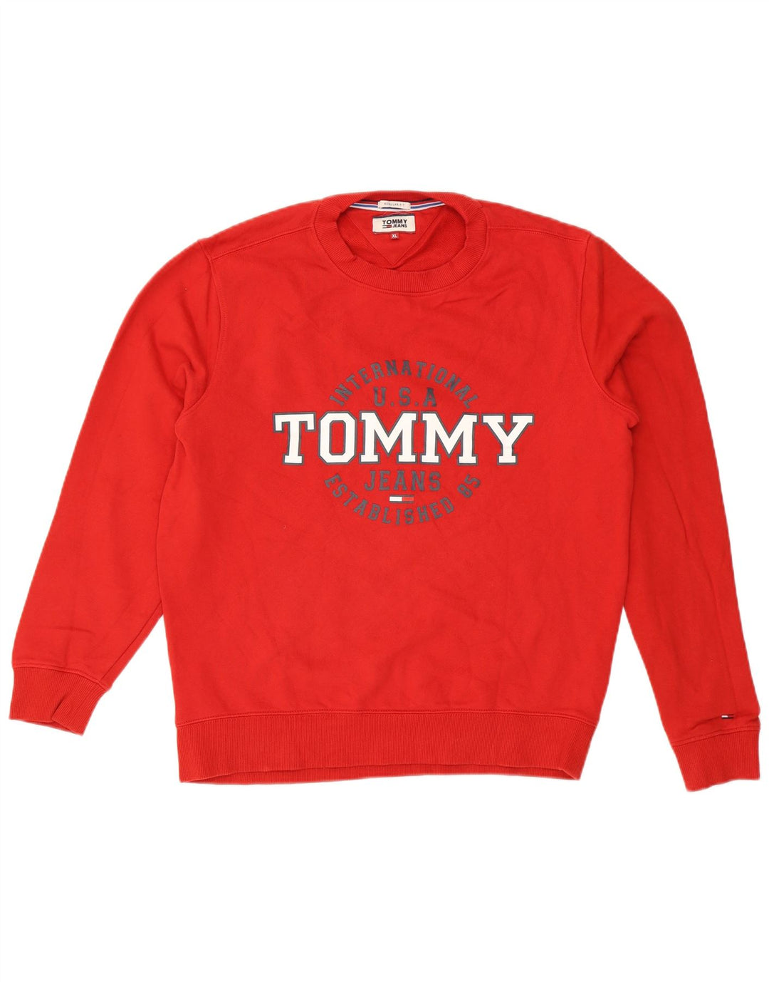 Tommy Hilfiger Hombre Graphic Regular Fit Sudadera Jumper XL Algodón Rojo