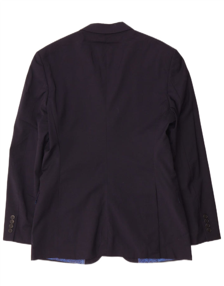 Ted Baker Chaqueta Blazer de 2 Botones para Hombre US 40 Grande Lana Azul Marino
