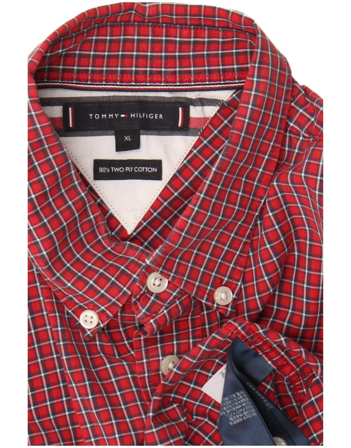 Camisa Tommy Hilfiger Hombre XL Algodón Cuadros Rojos