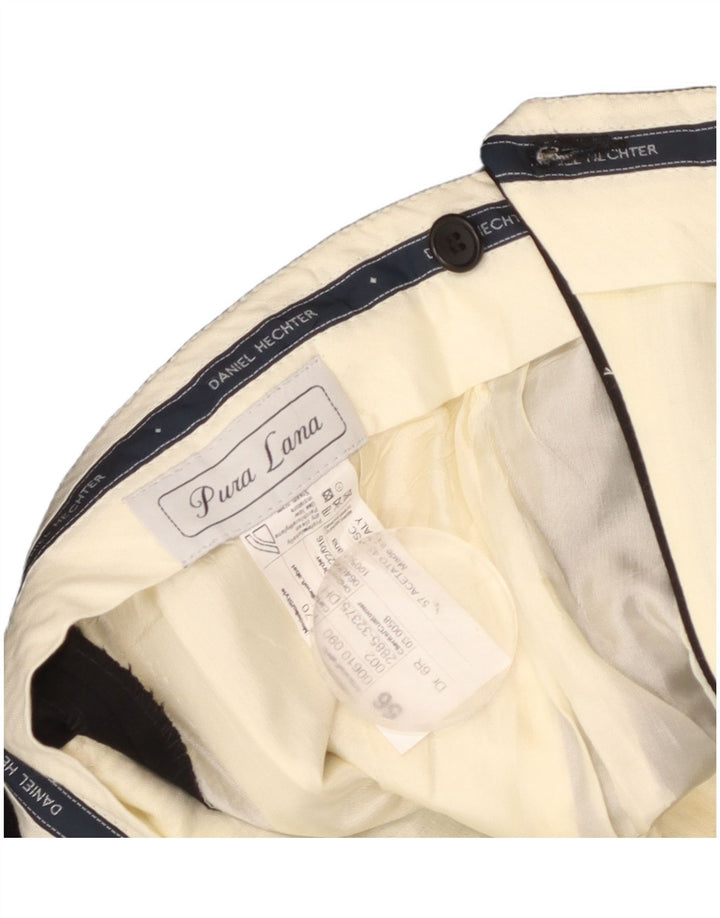 Daniel Hechter Pantalón de traje con pinzas para hombre IT 56 3XL W38 L28 Lana negra