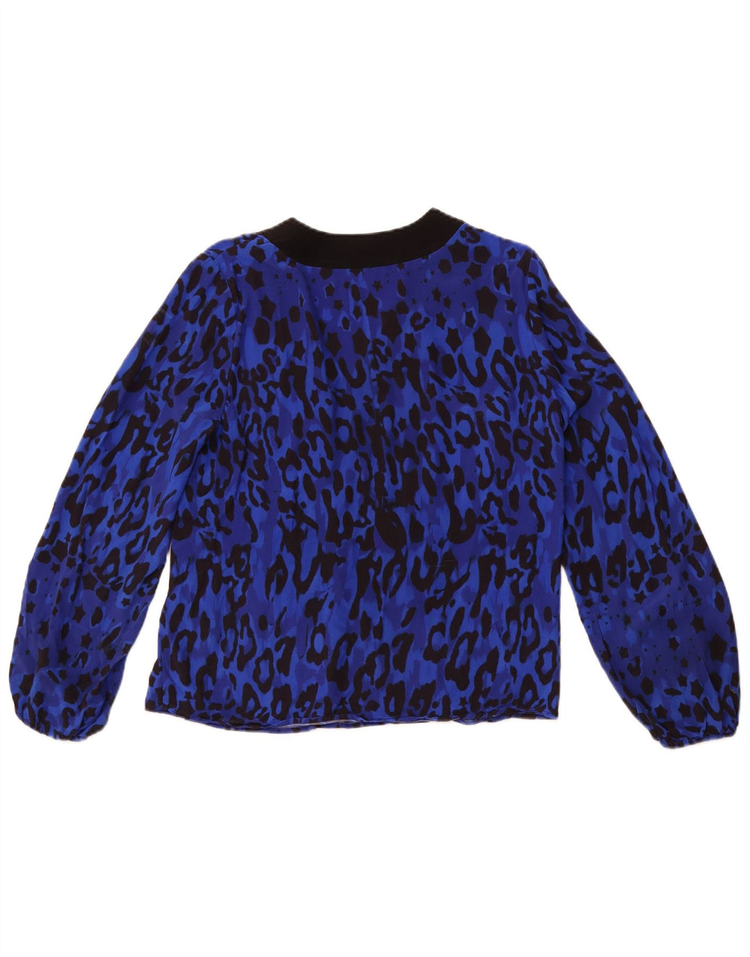 TED BAKER Blusa de manga larga para mujer talla 2 pequeña estampado animal azul