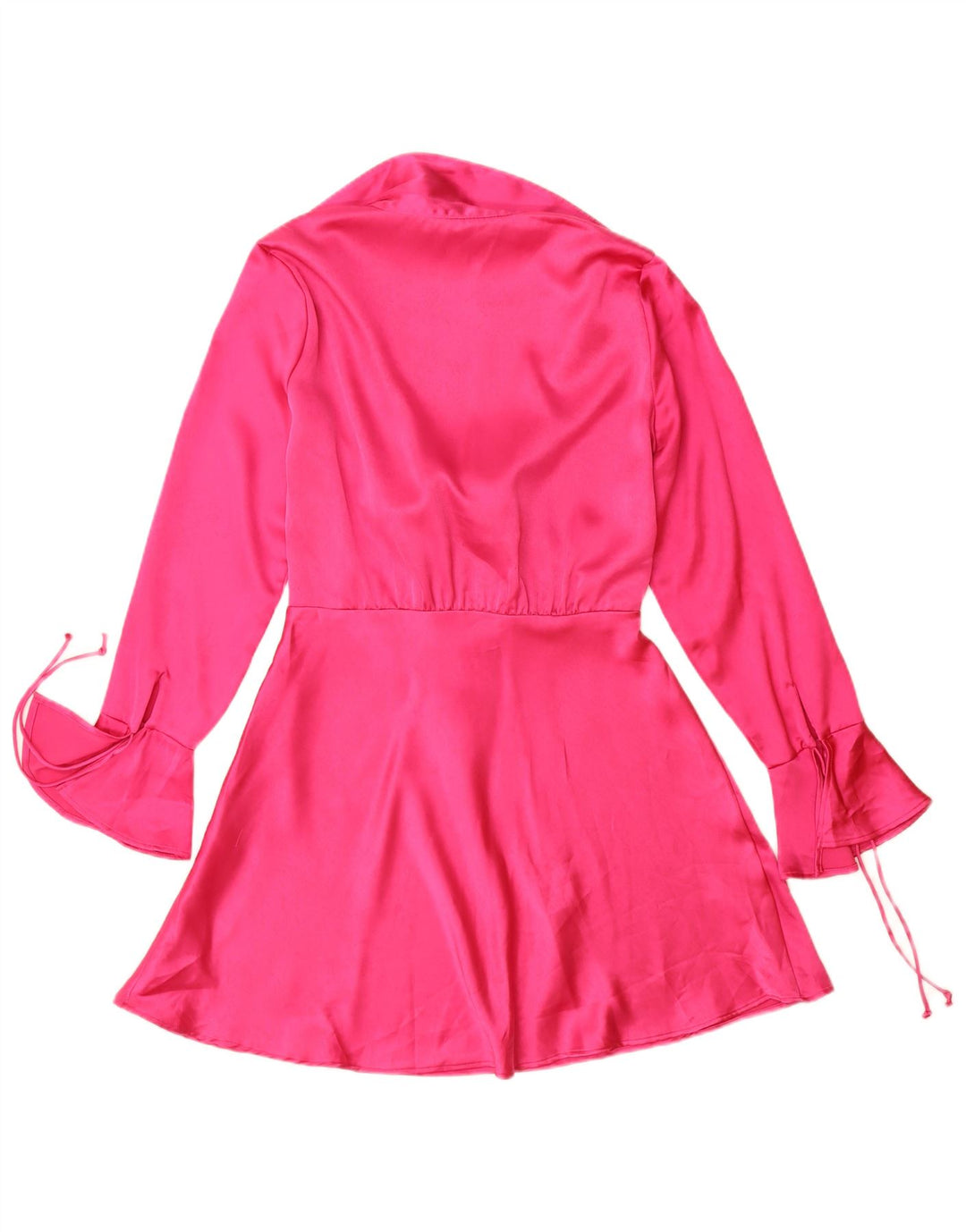 Zara Mujer Vestido Acampanado De Manga Larga UK 44 Poliéster Rosa Medio