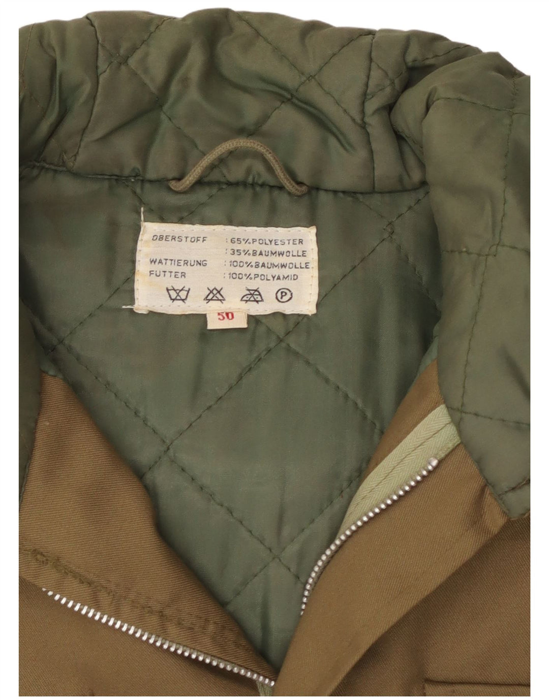 VINTAGE Chaqueta militar con capucha para hombre IT 50 Algodón caqui grande