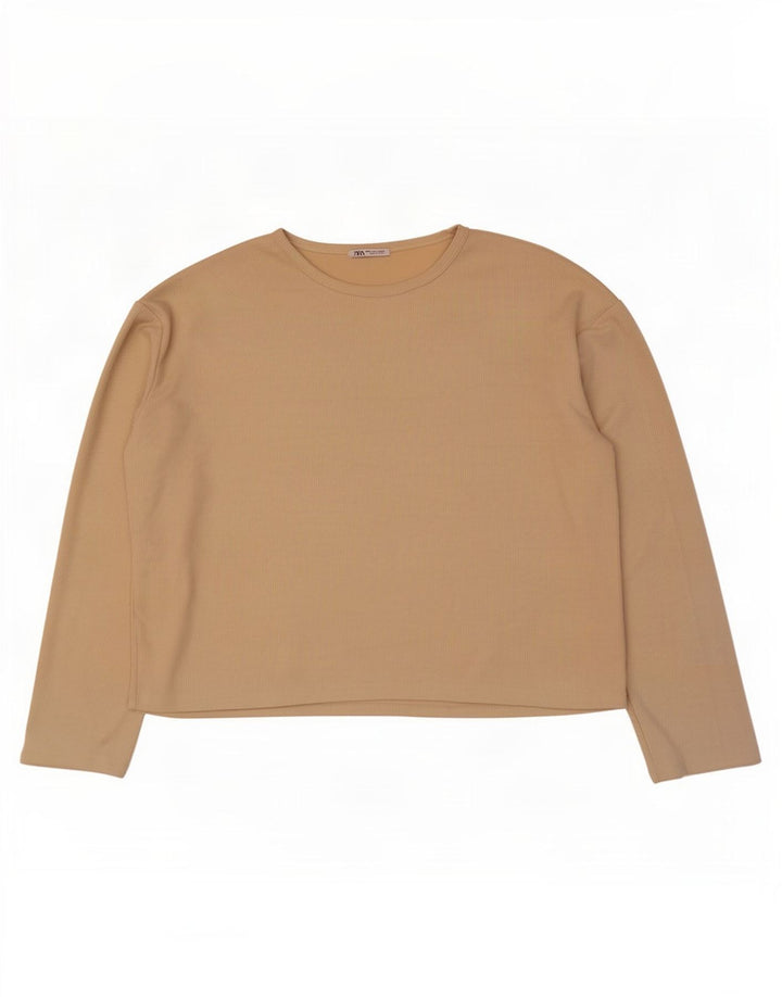 Zara Hombre Camiseta Holgada Manga Larga Grande Beige