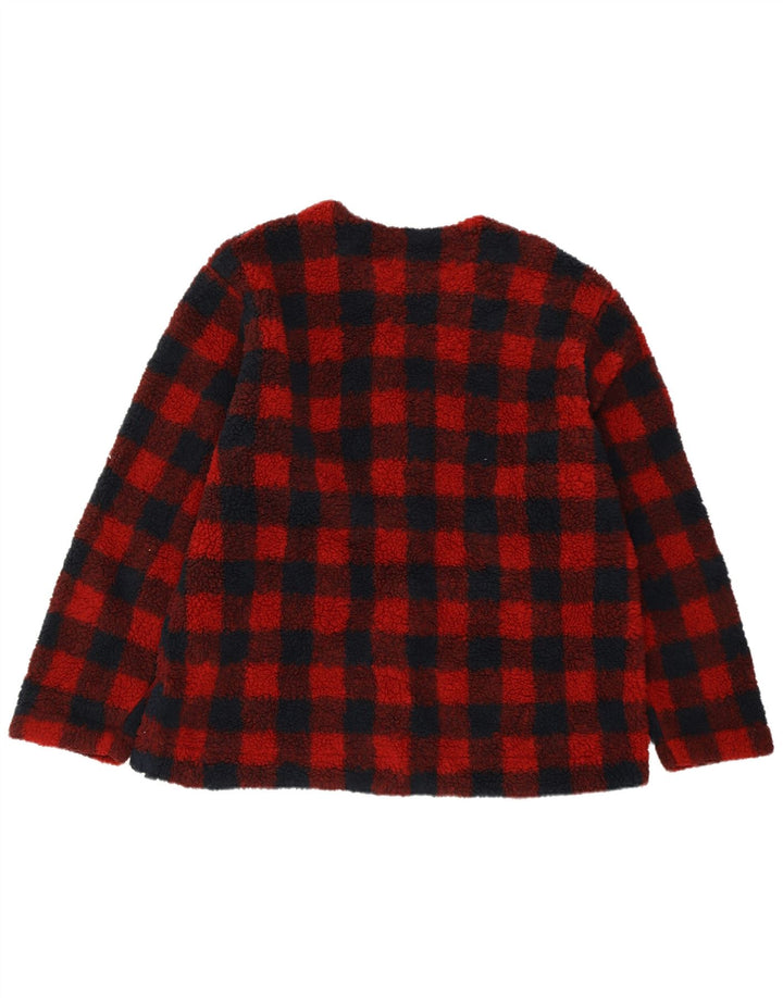 LEE Chaqueta polar extragrande para mujer UK 18 XL Poliéster a cuadros rojos
