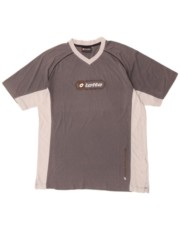 Lotto Camiseta gráfica para hombre UK 42/44 XL Gris Colorblock Algodón