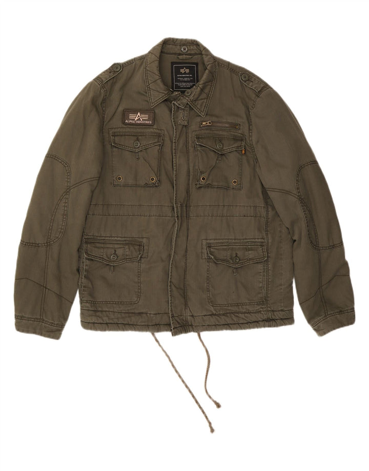 ALPHA INDUSTRIES Chaqueta militar para hombre UK 36 Small Algodón caqui