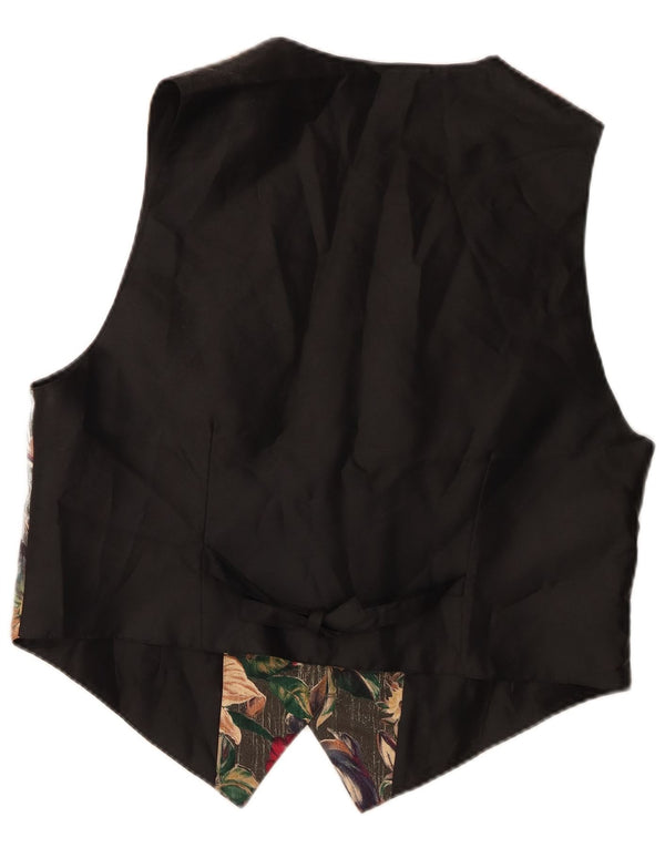 Chaleco vintage para hombre Reino Unido 44 XL Negro Floral