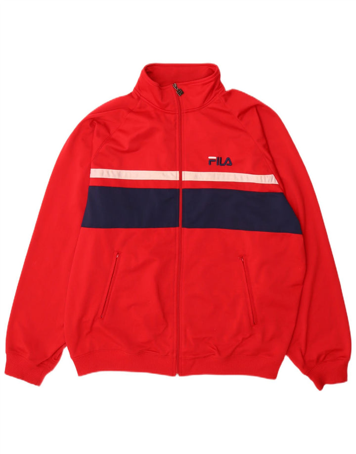 Fila Hombre Chándal Top Chaqueta XL Rojo Colorblock Poliéster
