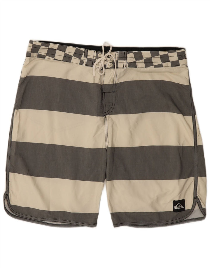 Quiksilver Bañador para hombre, talla grande, color blanco roto, poliéster a rayas