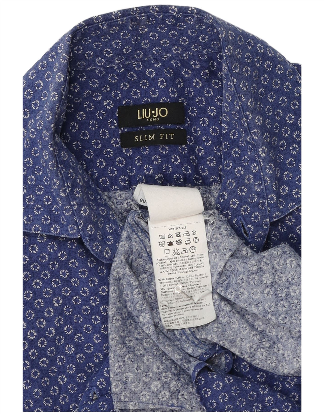 Camisa Liu Jo Hombre Slim Fit De Algodón Con Motivos Azul Medio
