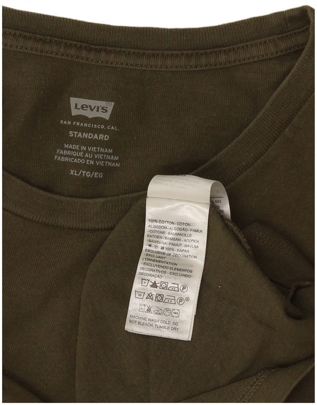 Levi's Camiseta estándar para hombre Top XL Caqui Algodón