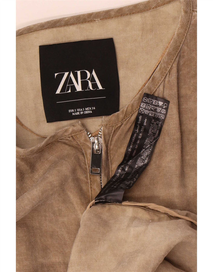 Zara Vestido recto extragrande de manga larga para mujer UK 10 Small Beige Lyocell
